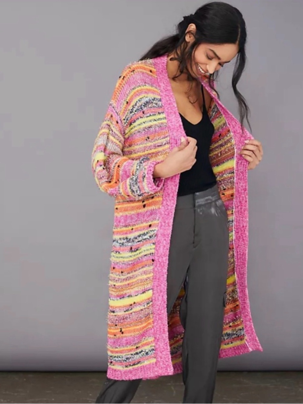 Anthropologie Juliette Space-Dyed Longline Cardigan Duster Knit Kimono
